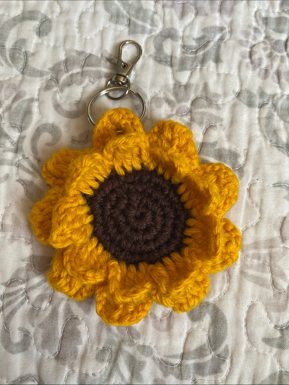 Handmade Yellow Sunflower Crochet Keychain - Women Accessories